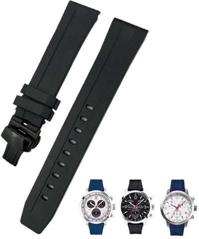 KKFAUS Gummi-Silikon-Armband 20 mm 19 mm 21 mm 22 mm für Tissot Le Locle T006 T114 PRC200 Armband mit Schmetterlingsschnalle, wasserdichtes Armband, 21 mm, Achat