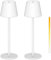 ANTELA Tischlampe Akku Kabellos Dimmbare LED Tischleuchte Outdoor, 3000K/4000K/5000K, Metallmaterial für InnenAußen Restaurant/Schlafzimmer/Bar, IP44, Weiß, 2 Stück