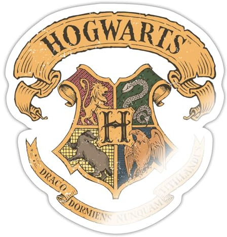 Spreadshirt Harry Potter Hogwarts Wappen Sticker Aufkleber, 10 x 10 cm, Weiß glänzend