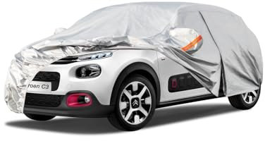 Kayme Autoplane Wasserdicht Atmungsaktiv für Citroen C3 (2002-2025), 6 Schichten Vollgarage Autoabdeckung für Regen Sonne Staub Schutz Verkratzt, Autoabdeckung mit Reflektierenden Streifen.