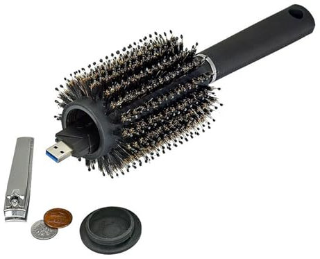 Diversion Safe Hair Brush with Hidden Storage Secret Safe for Money Hiding, Key Hide, Travel Hair Brush - Discreet Money Box for Valuables(Black)