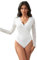 Bodysuit for Women Going Out Short Long Sleeve Leotard Clubwear Tops White Fashion Bodysuit Top White