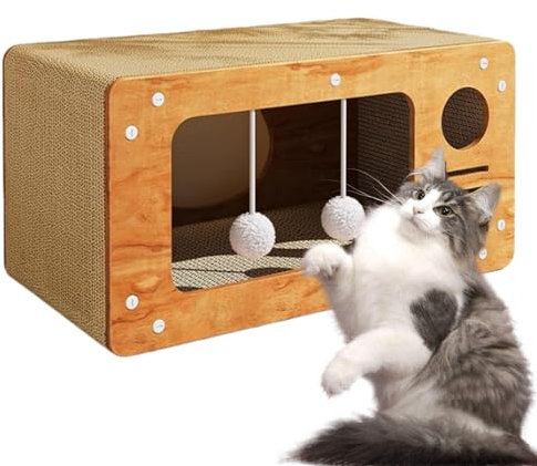 FmtwPhn Rascador para gatos, Casa para gatos de cartón,Escondite rascador para gatos corrugado de granja - Cama para gatos, salón, casa para rascar, combo de gran espacio para que los gatitos rasquen,