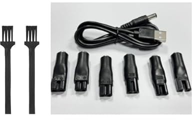 7-Pack Shaver Charger Beard Trimmer Charger Razor Charger Compatible with Braun Shaver Charger 6 Charging Cable Heads and USB Charging Cable and 2 Small Brushes and 2 Large Brushes