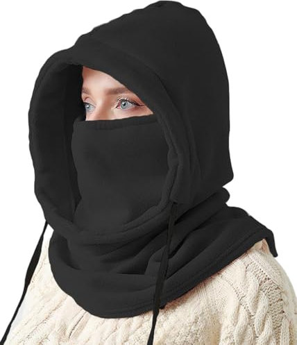 OLIPHEE Sturmhauben für Damen Winter Balaclava Damen Winddicht SKI Sturmhaube Damen Warm Balaclava Fleece Damen Fahrrad Gesichtshaube Mütze Schal Nackenschutz Aschwarz