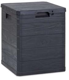 MA MAISON Bauletto Multibox da Giardino 90 Litri Effetto Simil Legno Contenitore Stoccaggio in Resina Antracite 42,5x44x50h cm da Esterno da Interno Resistente ai Raggi Uv - Made in Italy