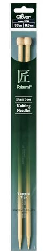 Clover Takumi Bamboo: Knitting Pins: Single Ended: 33cm x 6.50mm, Wood, 33x0.65x0.65 cm