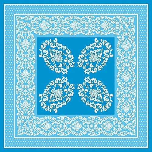Sovie Home Tischdecke Bine in AQUABLAU, Linclass® Airlaid, 80x80 cm, 1 Stück, verspielter Mustermix mit Ornamenten, hochwertige Tischdekoration, Ideal für Babyshower, Taufe, Hochzeit