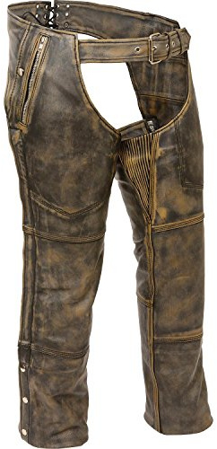 Milwaukee Leather Men's Distressed Thermal Lined Chaps (Distressed Brown, Large)
