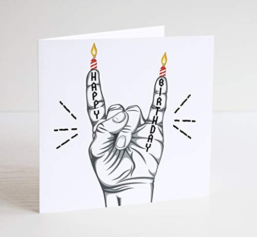 Heavy Metal Rock Horns Birthday Card