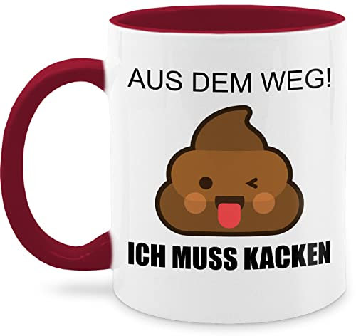 Tasse Tassen 325ml - Statement - Aus dem Weg Ich muss kacken - Ich muss Scheißen Lustiges Witziges Fun Geschenk - 325 ml - Bordeauxrot - kaffetassen sprüche statements kackhaufen milchkaffeetasse
