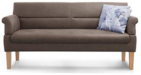 Cavadore 3-Sitzer Sofa Kira mit Federkern / Sitzbank für Küche, Esszimmer / Inkl. Armteilfunktion / 189 x 94 x 81 / Kunstleder hellbraun