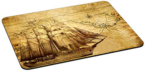 Pedea Gaming und Office Mauspad - 350 x 280 mm - mit vernähten Rändern und Rutschfester Unterseite, Sailing Ship