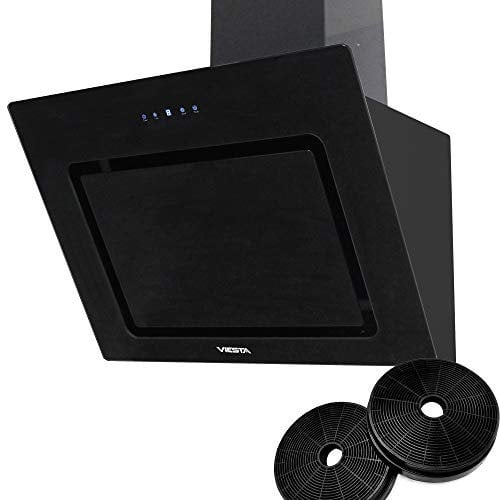 VIESTA® DH600XD Kopffreie Dunstabzugshaube mit Aktivkohlefilter Abluft & Umluft - Abzugshaube Schwarz 60 cm & 230W - Kopffreihaube Filter & Touch Control - Dunstabzugshaube (Energieklasse A)