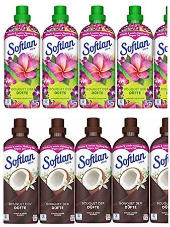 12tlg. STUDIO.MUNET Set: 10x650 ml Softlan Ultra Weichspüler Bouquet der Düfte | 5x Kokos & Weisse Blumen | 5x Paradise Collection 290 WL | Kuschelweich Duftbox Sommerliebe | STUDIO.MUNET Mini-Bag