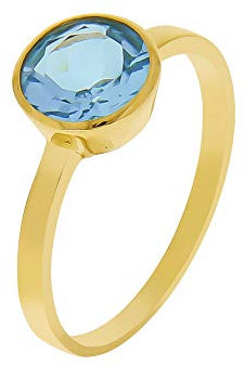 Fascination by Ellen K. Damen Ring 375/- Gold Glänzend Blautopas beh. gelb 310370002-2