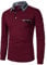 APAELEA Mens Polo Shirts Long Sleeve Cotton Casual Tops with Chest Fake Pocket Decoration,Wine,M