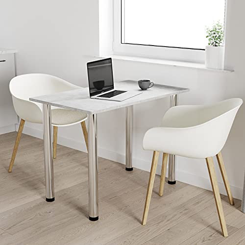 AKKE mikon 80x60 | Esszimmertisch - Esstisch - Tisch mit Chrombeinen - Küchentisch - Bürotisch | Beton