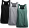 UNibelle Sport Top Senza Maniche Canotta Donna Estiva Canottiera Racerback Canotte Allenamento Pilates, Pacco da 3, Pacco da 3_ Nero/Grigio Chiaro/Flacone Verde, S