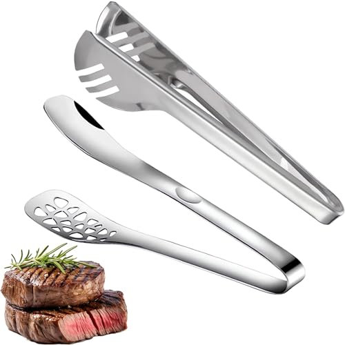 GUO-YING Serving Tongs, Set of 2, Stainless Steel, 24 cm, Pasta & Asparagus Tongs, Rust-proof, Dishwasher Safe, Ideal for Cooking, Grilling, Barbecues, Family Reunions, Restaurants