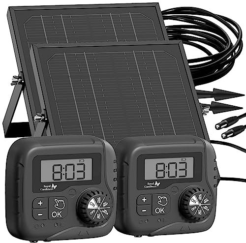 Royal Gardineer Bewässerung Solar: 2er-Set Autarkes 51-TLG. Solar-Bewässerungssystem mit Pumpe, 45 l/Std. (Gewächshaus Bewässerung, Tropfschlauch, Wasserspender)