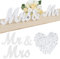 Mr & Mrs Holzbuchstaben,Buchstaben Schmücken aus Holz und 120 Stücke Transparente Herzförmige Acryldiamanten 6 mm/8 mm für Tischdeko Hochzeit Deko (Weiß)