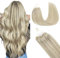 GOO GOO Microring Extensions Echthaar, Haarverlängerungen mit Micro Loop, 45cm 50g 1g/Strand Extensions Echthaar Microring, Cold Fusion Micro Bead, 17A/60A Aschblond