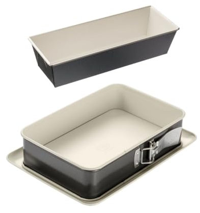 Dr. Oetker 9928850 Lot de 2 moules à gâteaux, Moule à cake, Moule à gâteau, Moule à gâteau rectangulaire, Moule en céramique, Acier, Céramique, 30 x 13 x 7,5 cm et 28 x 18 x 7 cm