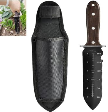 KEAAN Hand Weeding Hoe Weeding Tools, Garden Tools Multifunctional Manual Weeder Wooden Handle Weeding Hoe (With Measure)