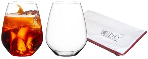 RIEDEL Veloce Universalbecher 2er Set, 550 ml, Allzweck Tumbler-Set mit Mikrofaser-Poliertuch (50 x 64 cm), Kristallglas