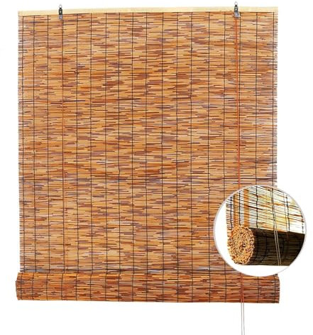 Bambus Jalousien/Natürliche Schilf Vorhang Rollo, Vintage Dekoration Stroh Vorhang, Bambus Schattierungen Privatsphäre for Indoor/Outdoor/Garten/Pergola(W60xH90cm/24x36in)