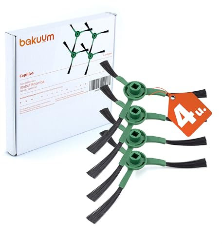 BAKUUM Pack 4 Escobillas Laterales para iRobot Roomba Combo Essential. Pack repuestos y Accesorios para Robot Aspirador. Cepillos Laterales para Roomba Essential