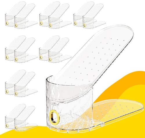 15 Stück verstellbare transparente Schuhschlitz-Organizer, platzsparend, doppellagig, Schuhregal Schuhstapler für Schuhaufbewahrung Schuhorganizer, stapelbarer Schuhhalter für Sneakers, Absätze un