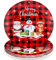 Nuogo Set mit 4 weihnachtlichen Melamin-Tellern, 25,4 cm, Melamin, Feiertagsteller mit rotem und schwarzem Büffelkaro, rund, wiederverwendbar, Weihnachtsgeschirr für Dessert, Abendessen, Salat, Party,
