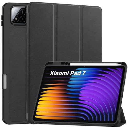 Haofun Hülle Kompatibel mit Xiaomi Pad 7/7 Pro, Multi-Winkel Folio Schutzhülle mit Stifthalter, Schlanke Schutzhülle mit Auto Schlaf/Aufwach, für Xiaomi Pad 7/7 Pro, Schwarz
