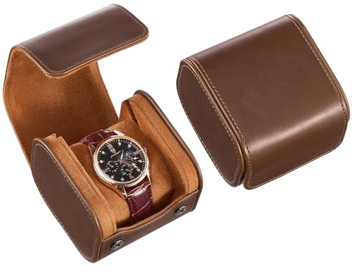 ProCase Uhrenrolle, Uhren Reiseetui -Braun | aus PU-Leder, kompakt tragbar, Travel Watch Box mit getrennten Fächern für 1 Uhren