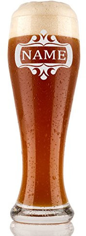 Bicchiere per birra Weizen con incisione personalizzabile e cornice decorativa, capacità 0,5 l