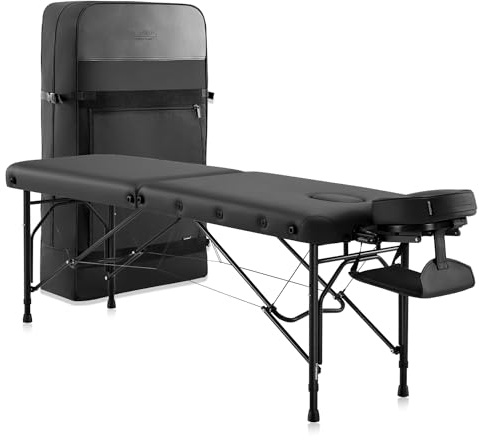 DR.LOMILOMI Tragbarer Massageliege, leichter zusammenklappbarer Aluminiumrahmen, hellbraun