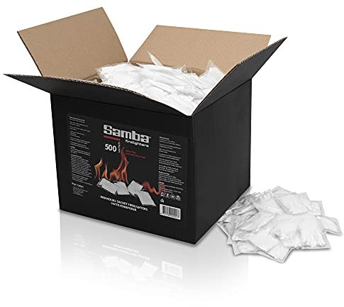 Kaminanzünder, Ofenanzünder, Grillanzünder aus Paraffin [500 Zündtüten] - Premium Feueranzünder, Feuerkissen, Firestarter, Zünbeutel, Anzündhilfe Feuerbeutel