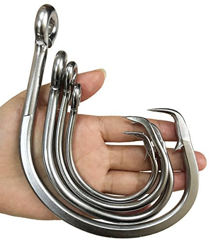 Tuna Circle Fishing Hooks Stainless Steel Super Strong Claw Tip Shark Tuna Sea Fishing Hooks,Size 16/0 18/0 20/0 24/0 28/0 (28/0(pack of 2))