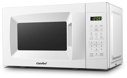 COMFEE' Countertop Microwave Oven, 0.7 Cu.Ft, 700W,Pearl White, ECO Mode