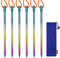 TiTo Titanium Outdoor Camping Straight Nail Pegs Stakes With Size 5mm/6mm Pack Of 6 (Colorful, Super 6.0×165)