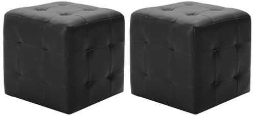 vidaXL 2X Pouf Sitzhocker Fußhocker Sitzpouf Puff Sitzpuff Fußbank Hocker Sitzwürfel Fußschemel Ottomane Polsterhocker Schwarz 30x30x30cm Kunstleder