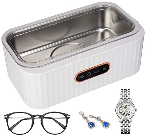 Vusddy Ultraschallreiniger Brillen, tragbar Ultraschallreinigungsgerät 45 Khz mit 4 Modi, Professionelles USB Schallreiniger für Uhren, Schmuck, Zahnprothesen, Ringe Reinigung und Pflege - 400ml Tank