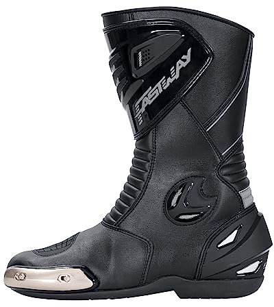FAST WAY FRS-1 Motorradstiefel Herren & Damen, CE Zertifizierte Motorradschuhe, Racing Motorradstiefel mit Schleifer, Motorrad Stiefel mit Verstärkungen an Schienbein, Ferse & Knöchel, Größe 45
