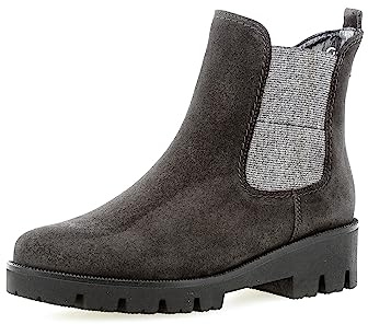 Gabor Damen Chelsea Boots, Frauen Stiefeletten,Wechselfußbett,Komfortable Mehrweite (H),Kurzstiefel,Dark-Grey (Micro),40.5 EU / 7 UK