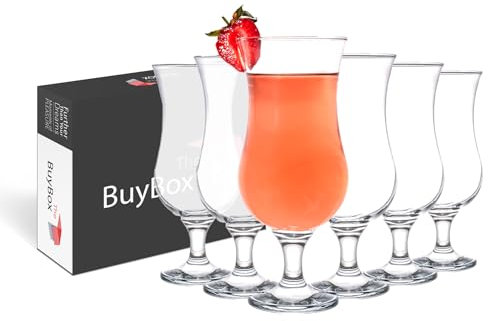 GOSOYO Lot de 6 Grands Verres Cocktail 380ml/12.8oz - Pour Pina Colada, Pinte, Milkshake, Mojito, Margarita, Sangria, Aperol Spritz - Grand Verre Ouragan et Coupe Glacée