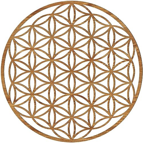 Blume des Lebens Wandbild aus Holz (Ø 20/21,5/26,88/39/43/49cm) (49 cm, Rustikal)