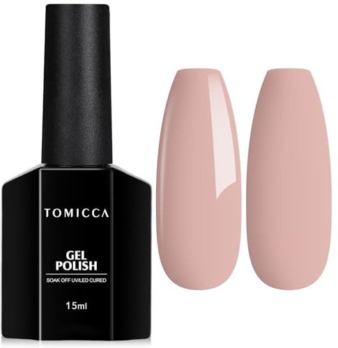 TOMICCA Gel Nail Polish - 15ml Nude Gel, Peach Pink, Light Pink - UV LED Nail Lamp for Nail Art & Manicure