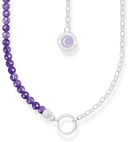 THOMAS SABO Member Charm-Kette mit Gliedern und imitiertem Amethyst Silber 925 Sterlingsilber, Kaltemail